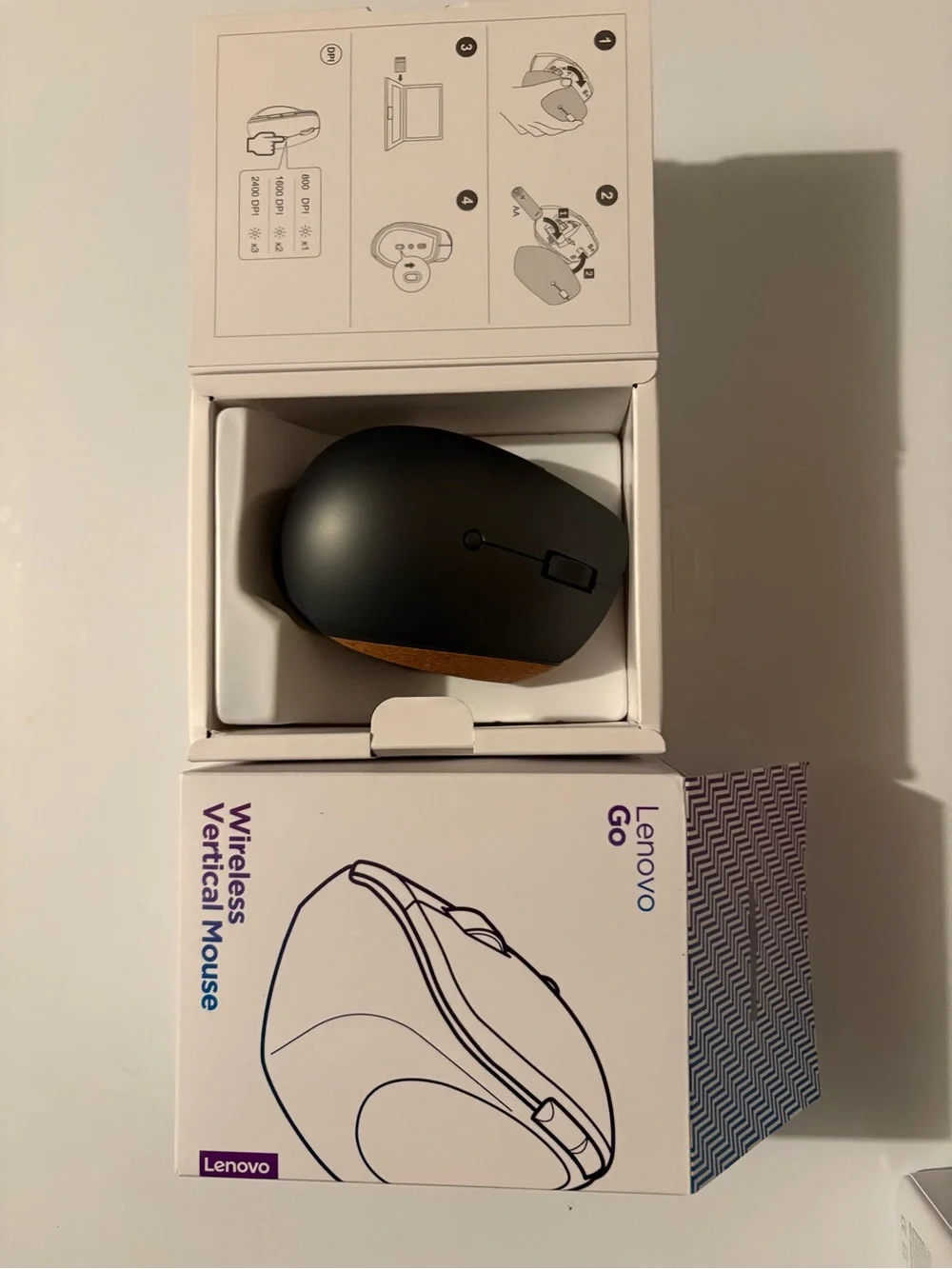 Lenovo Go Wireless Vertical Mouse - Black and Brown